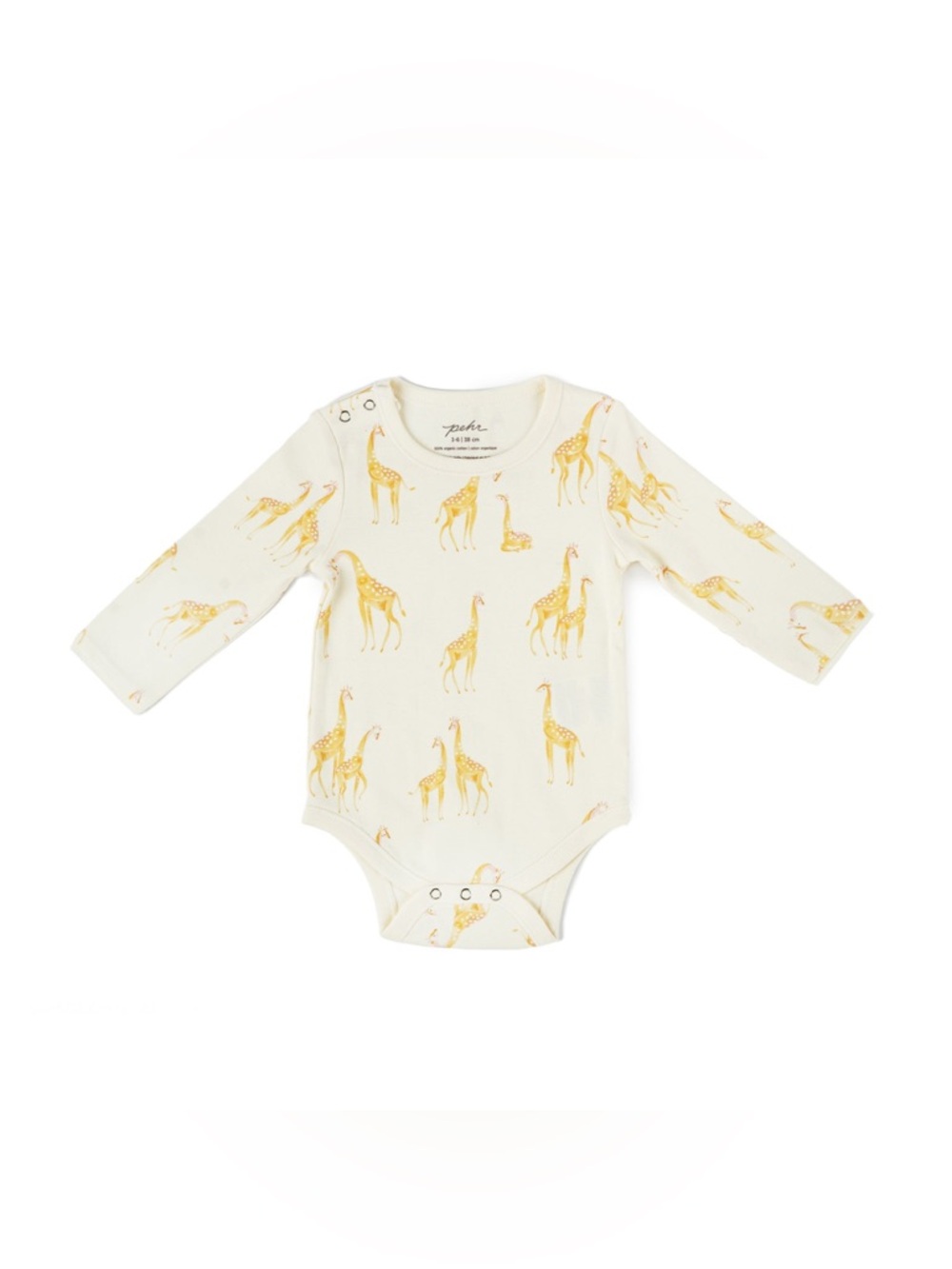 Long-Sleeve Shoulder Snap One-Piece Bodysuit in Follow Me Giraffe 12-18M